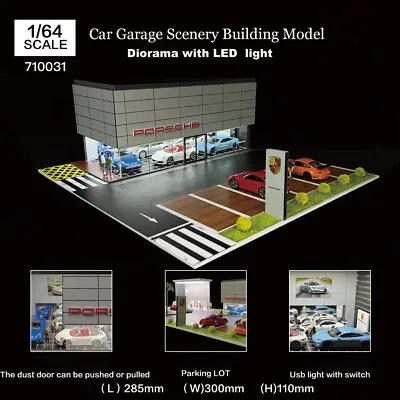 Diorama 1/64 Car Garage Model Lighting Parking Lot Backdrop Display Scene Model • $37.09