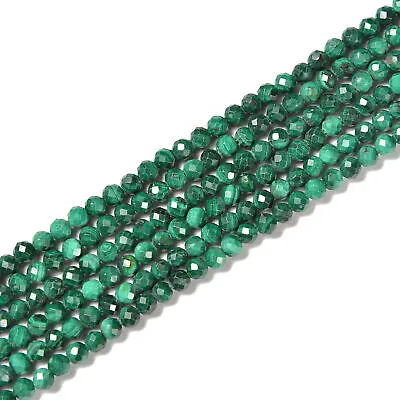 Natural Malachite Faceted Round Beads Size 3mm 4mm 15.5'' Strand • $15.49