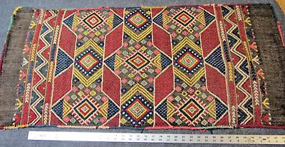 Turkish Flatweave Sumak Embroidered Soft Cloth Vintage 19 X 43 Tribal Colors Rug • $59