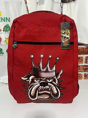 Ed Hardy By Christian Audigier Dog Print Backpack Laptop NWT Red • $75.99