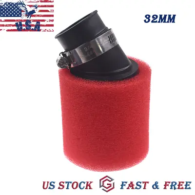 Red Bent Foam Air Filter 32MM For 50cc 110cc 125cc ATV Pit Quad Dirt Bike Buggy • $6.99