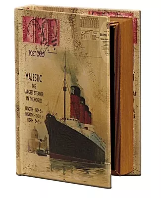 Medium Hollow Book Secret Storage Box  Fake Book Safe With SS RMS Majestic • £13.50