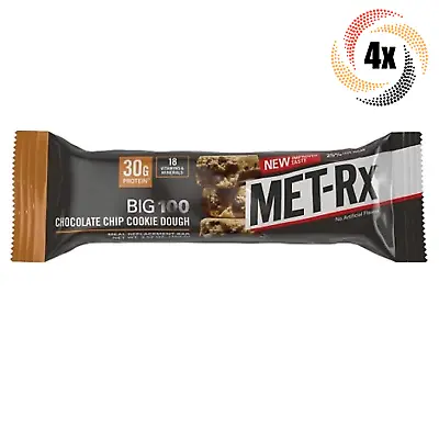 4x Bars MET-Rx Big 100 Chocolate Chip Cookie Dough Flavor Energy Bar 3.52oz • $24.14