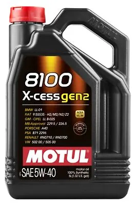 Motul 109776 8100 X-Cess Gen2 5W-40 Motor Oil 5-Liter Bottle • $55.89