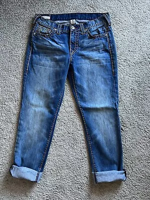 True Religion Audrey Mid Rise Slim Boyfriend Jeans Sz 28 (Meas. 32x28) EUC • $32.99