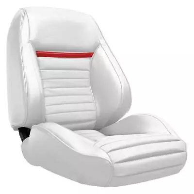 1969 Mustang Mach 1 Interior Touring II Front Bucket Seats; White W/ Red Stripe • $1634.46