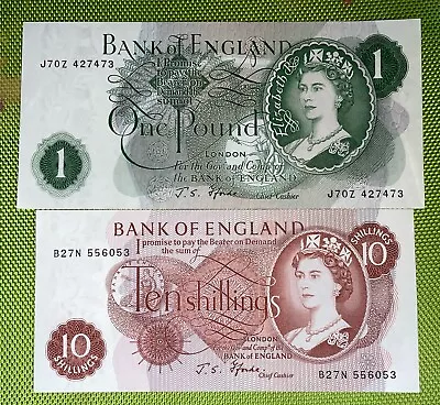 Bank Of England One Pound Note/Ten Shillings Cashier Fforde • £8