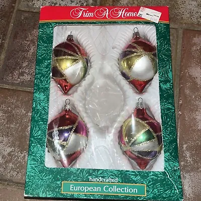 Vintage Christmas Glass Ornaments Hand Decorated 4 Ornaments Festive Trim A Home • $15.50