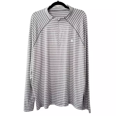 Coolibar Men's UPF 50 Long Sleeve Striped Quarter Zip Shirt Gray/White Sz XXL • $19