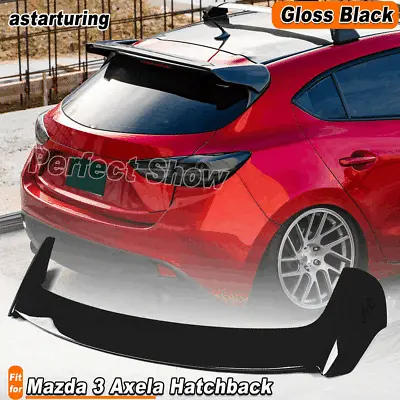 For Mazda 3 Axela Sport Hatchback 2014-17 Rear Roof Spoiler Lip Wing Gloss Black • $323.94