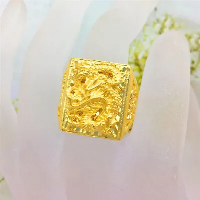 Generous 24K Yellow Gold Plated Vivid Double Dragon Strong Men's Open Up Rings • $11.13