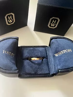 Harry Winston 18k Yellow Gold Ring With .04kt Round Bezel Set Diamond. Size 10.  • $950