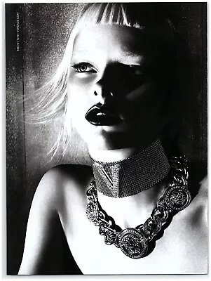 2012 Versace Print Ad Model Elza Luijendijk Medusa Chain Necklace V Choker Lips • $11.50