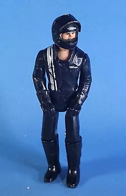 Vintage 80s Tonka Motorcycle Team Driver Black Jumpsuit Action Figure 5.5  Toy • $5.99