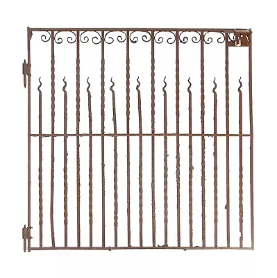 Antique 1930s Wrought Iron Flame Finials Gate 44 X 42 • $450