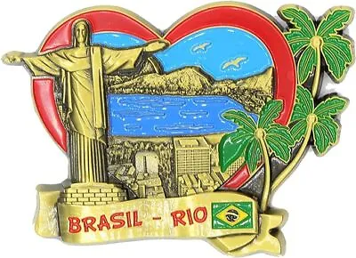 3D - RIO - BRAZIL - Souvenir Fridge Magnet Kitchen Decor Holiday Gift-Metal • £4.49