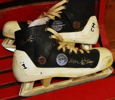 Vintage CCM Micron Goalie Skates Signed X3 Andy Moog Grant Fuhr Edmonton Oilers! • $332.99