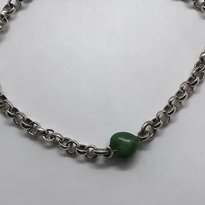 925 Rolo Chain Small Wrist Or Baby Wrist Green Enamel Heart 6” Inches • $12