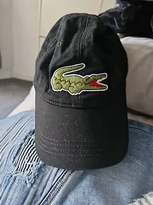Lacoste Baseball Cap Black Oversized Croc Hat • £20