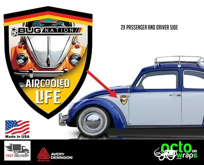 Fit Vw Volkswagen Classic Bug Vocho Side Decal Stickers Accessories Parts Wheels • $32.46