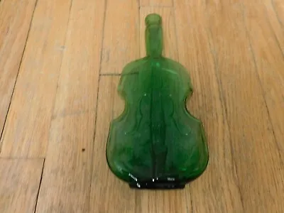 Vintage 10   Violin Bottle Green Glass Bottle Musical Notes On Back • $20