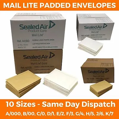 Mail Lite Lites White Gold Padded Bubble Envelopes / Bags All Sizes Post Mailer • £11.11