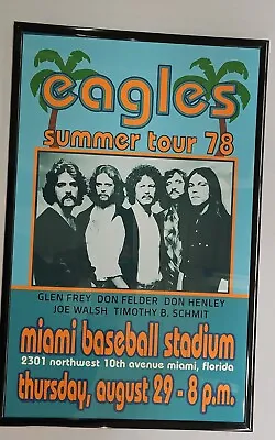 Eagles 1978 Miami Florida Concert Poster 11 X 17 Framed • $21.99