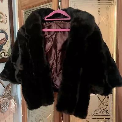 £38 • Buy Vintage Brown Real Fur Bolero Shrug Cropped Jacket Cape