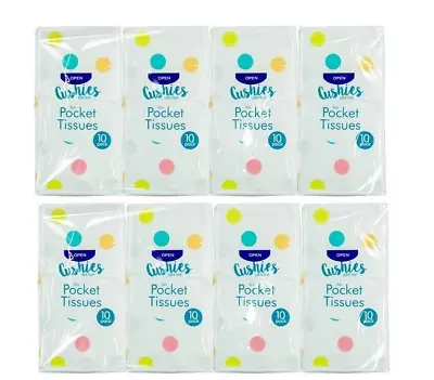 8 Pack Pocket Tissue 3 Ply New Embossed Soft Strong White Travel Clean • £3.79