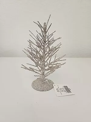 Silver Glitter Metal Twig Christmas Tree Decor  7 X4 X4  New  • $16.50