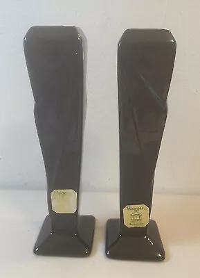 Vintage Black Ceramic Haeger Vases Garden House Art Deco MCM Set 2 W/ Label • $39.90