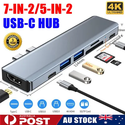 7 In 2 USB Type-C HUB HD Output 4K HDMI SD/TF USB 3.0 Adapter For MacBook Pro • $27.29