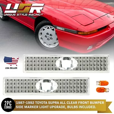 DEPO JDM Clear Front Bumper Side Marker Lights For 1987-1992 Toyota Supra Mk.3 • $19.94