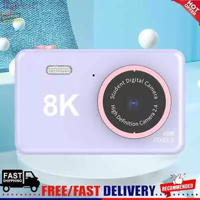 8K Kids Digital Video Camera Dual Lens 2.4 Inch IPS 8MP UHD SLR Cameras (Purple) • £26.20