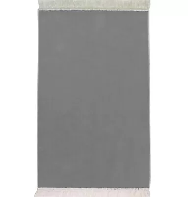 Modefa Turkish Islamic Plush Velvet Prayer Rug | Solid Simple Janamaz - Gray • $26.98