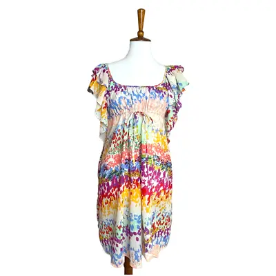 H&M Garden Collection Floral Abstract Multicolored Sheer Dress Women’s Size 2 • $32
