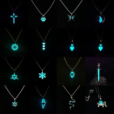 Glow In The Dark Pendant Necklace Choker Women Luminous Stainless Steel Jewelry • $2.09