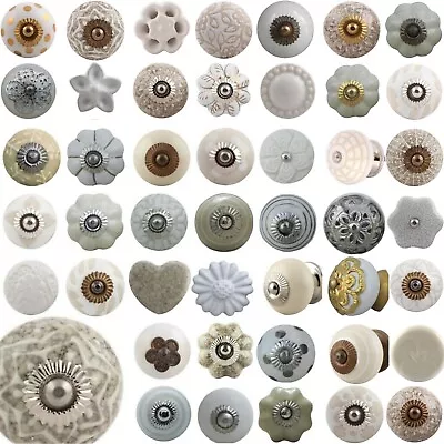 £2.60 • Buy WHITE Door Knobs Ceramic 50 DESIGNS Handles Cupboard Drawer Vintage Antique Gold