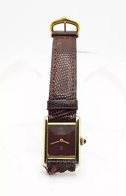 Must De Cartier Tank Gold-Plated Silver Lapis Lazuli Crown Manual Ladies Watch • $750