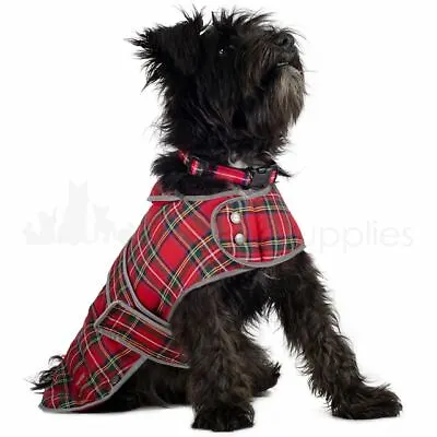 Ancol Muddypaws Dog Coat Warm Fleece Lining Reflective - Tartan S - XL • £15.69