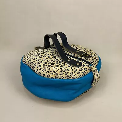 Womens Clutch Bag Handbag Cow Hide Leather Zip Round Leopard Cosmetic Toiletries • £21.99