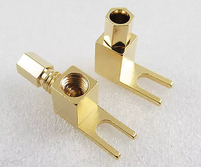 4pcs Gold Plated Copper Spade Banana Fork Plug Mcintosh Amp Eico Tube Adapters • $10.78