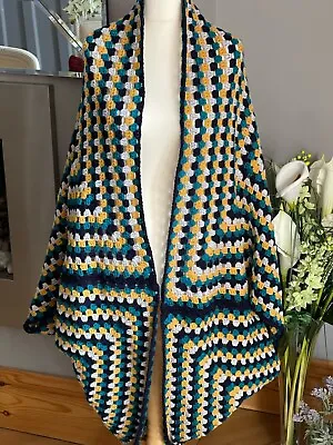 Handmade Crochet Granny Square Cocoon Cardigan Shrug Oversized Free Size Unique • £99.99