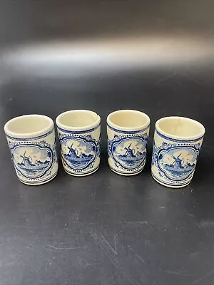 DELFT HOLLAND VANDERMINT Shot Glass Set Of  4 Hand Painted Vintage Collectors • $29.99