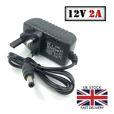 To Fit CCTV DVR Camera Kits 12V 2a Power Supply Mains Cable UK Plug AC/DC • £6.15