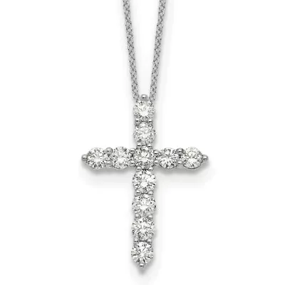 14K White Gold 1 1/2 Carat Lab Grown Created Diamond Cross 18 Inch Chain Neck... • $537