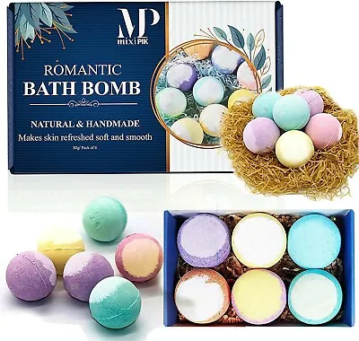 Organic Bath Bombs Set 80g Each | Gift For Your Loved Ones By MixiPIK Pack Of 6 • £13.48