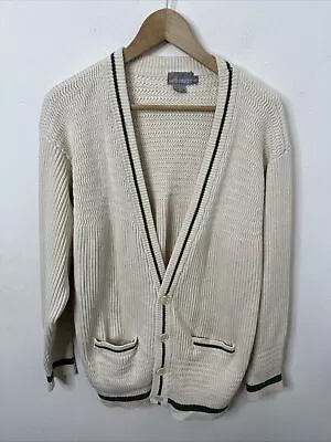 Vintage Eaton’s North Country Men L Preppy Varsity Cardigan Sweater Knit  • $29