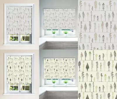 All Tree Green & Natural Blackout Roller Windows Blinds Child Safety Cut To Size • £74.99