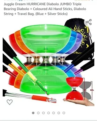 £22 • Buy Cyclone Diabolo + Coloured Metal Diabolo Sticks + UltraSpin Diablo String  + Bag